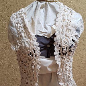 Jody California, Vintage, Crochet, Cream Vest. Size L/XL